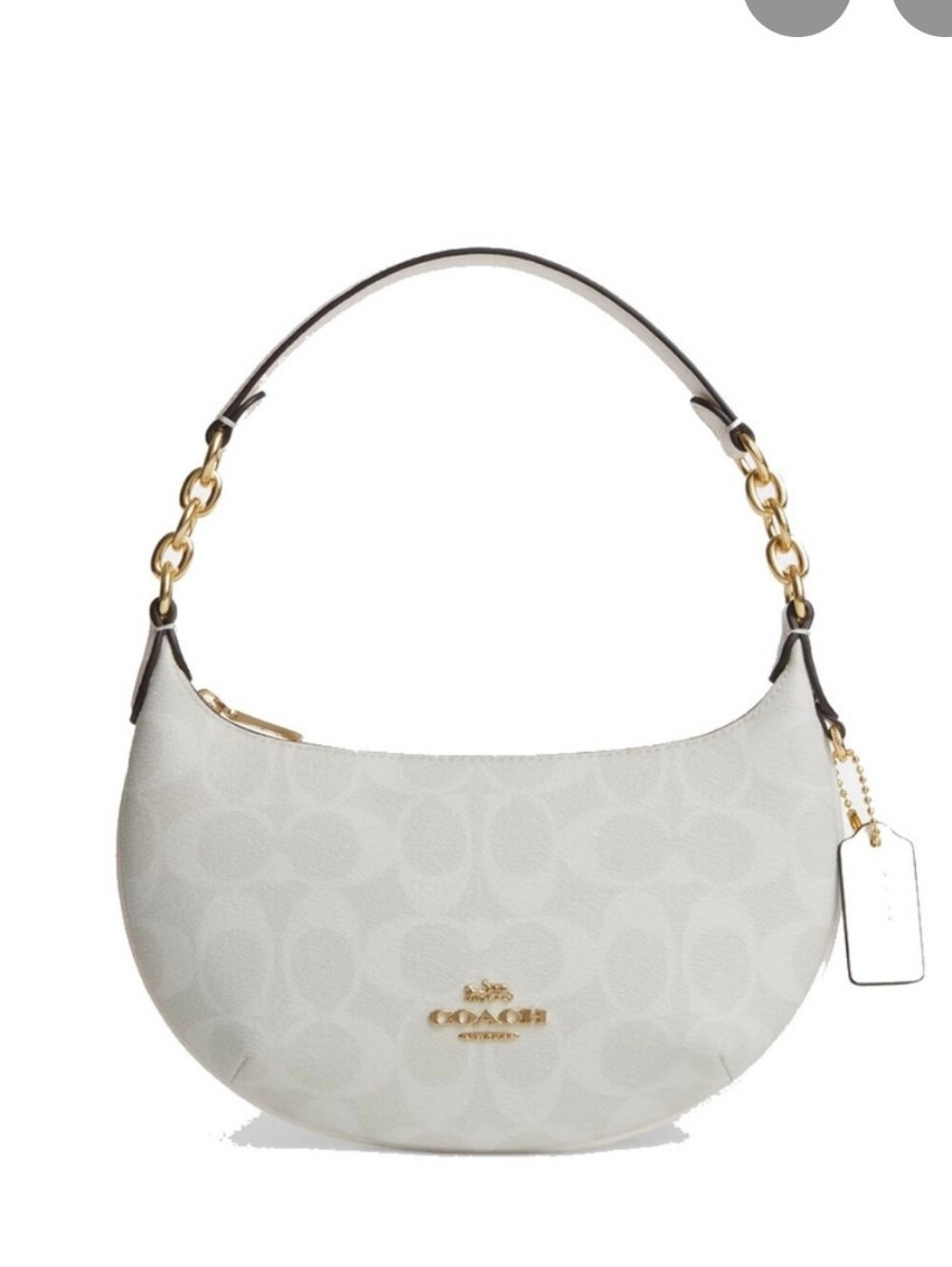 COACH Mini Payton Chalk Glacier White Signature Shoulder Bag Gold Hardware